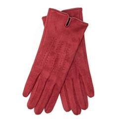 EEM Damen Handschuhe 100% vegan, Velours Optik, weiches elastisches Material, kuscheliges Teddyfleece, weinrot onesize von EEM Fashion