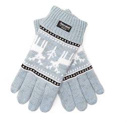EEM Damen Strick Handschuhe X-Mas aus Baumwolle mit Thinsulate Thermofutter aus Polyester hellblau Hirsch L/XL von EEM Fashion