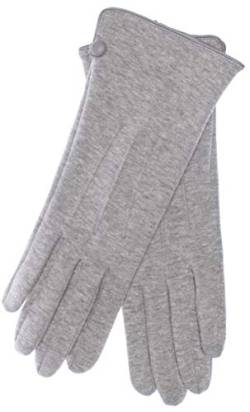 EEM Damenhandschuhe 100% vegan, weiche Baumwolle, Touchfunktion, gefüttert mit kuscheligem Teddyfleece, grau-melange onesize von EEM Fashion