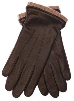 EEM Herren Lederhandschuhe, weiches italienisches Leder, Fleecefutter, Strickbündchen, dunkelbraun/beige S von EEM Fashion