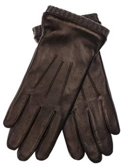 EEM Herren Lederhandschuhe, weiches italienisches Leder, Fleecefutter, Strickbündchen, schwarz/anthrazit XL von EEM Fashion