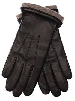 EEM Herren Lederhandschuhe, weiches italienisches Leder, Fleecefutter, Strickbündchen, schwarz/beige S von EEM Fashion