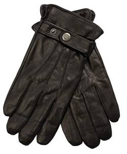 EEM Herren Lederhandschuhe, weiches italienisches Leder, Touchfunktion, Riegel mit Druckknopf, Fleecefutter, schwarz XL von EEM Fashion