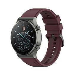 EEOM Smart Watch offizielle Silikonbänder für Huawei-Uhr GT2 GT 2 PRO 46MM GT 2E 3 3 Pro Uhrenband Armband (Color : Wine red, Size : 22mm Universal) von EEOMOiK