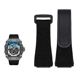 EEOMOiK Echtes Lederband, geeignet für Richard Mille Nylonband, Herren RM50/53 Schraubendreher, Vier-Sterne- oder Fünf-Sterne-Schraubenkopf, 25 mm (Farbe: Schwarz, Größe: 25 mm) von EEOMOiK