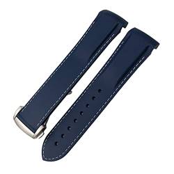 EEOMOiK Gummi-Silikon-Armband, 19 mm, 20 mm, 21 mm, 22 mm, für Longines Hydroconques Conquest VHP wasserdichtes Sport-Uhrenarmband (Farbe: Blau Weiß, Größe: 20 mm) von EEOMOiK