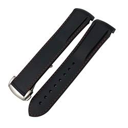 EEOMOiK Gummi-Silikon-Armband, 19 mm, 20 mm, 21 mm, 22 mm, für Longines Hydroconques Conquest VHP wasserdichtes Sport-Uhrenarmband (Farbe: Schwarz, Rot, Größe: 22 mm) von EEOMOiK