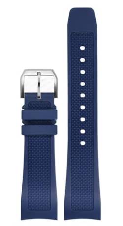 EEOMOiK Gummi-Uhrenarmband 22 mm für Iwc IW390502 IW390209 Uhrenarmband Uhrenarmband Faltschließe gebogenes Ende Armbanduhren Gürtel (Farbe: Blau-SR-Pin, Größe: 22 mm) von EEOMOiK