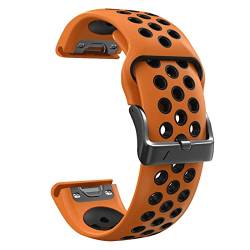 EEOMOiK Silikon-Uhrenarmband, 22 mm, 26 mm, für Garmin Seris Watch, Ersatzarmband, 22 mm, 26 mm, für Herren und Damen, schnell anzubringendes Silikon-Uhrenarmband (Farbe: Orange, Größe: 26 mm) von EEOMOiK