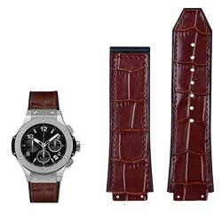 EEOMOiK Uhrenarmband aus echtem Leder für Hublot Big Bang Serie Rindsleder Armband Herren Armband mit Werkzeug Zubehör Schwarz Braun 26 * 19 mm (Farbe: Braun - ohne Schnalle, Größe: 26 mm-19 mm) von EEOMOiK
