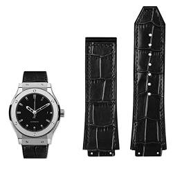 EEOMOiK Uhrenarmband aus echtem Leder für Hublot Big Bang Serie Rindsleder Armband Herren Armband mit Werkzeug Zubehör Schwarz Braun 26 * 19 mm (Farbe: Schwarz - keine Schnalle, Größe: 26 mm-19 mm) von EEOMOiK