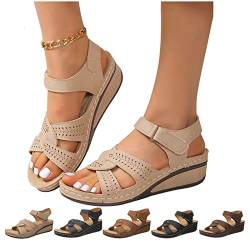 Sandalen damen sommer bequem elegant, Orthopädische sandalen damen mit klettverschluss Peep Toe Sandalette Frauen Weiche Ultraleicht Sommer Sandale Mode Vintage Plateausandalen von EEUK