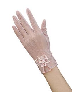 EEVASS Damen Sommer Elegant Spitze Blume Hochzeitskleid Handschuhe (Rosa) von EEVASS