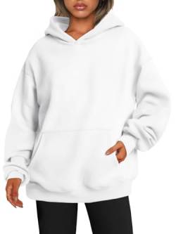 EFAN Damen Oversized Sweatshirts Pullover Hoodies Fleece Pullover Langarm mit Taschen Winter Herbst Outfits Y2k Kleidung, Weiss/opulenter Garten, L von EFAN