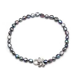 EFDSVUHE 10-11 mm echte natürliche Süßwasserperlenkette for Frauen, schöne barocke große Perlenkette (Color : 6 3/4, Size : Black pearl) von EFDSVUHE