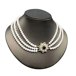 EFDSVUHE 3 Stränge Drillinge Natürliche Perlenketten for Frauen Bohemia Fashion Choker Halskette erfüllen (Size : About 39 41 43cm) von EFDSVUHE
