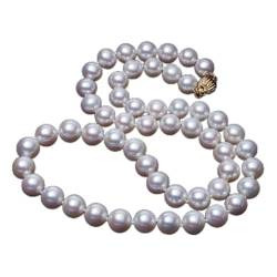 EFDSVUHE 8-9 mm natürliche Perlenkette for Frauen, echte 14 Karat runde Perlenkette Hochzeitsschmuck Birde feines Geschenk (Color : 45cm, Size : White pearl necklace) von EFDSVUHE