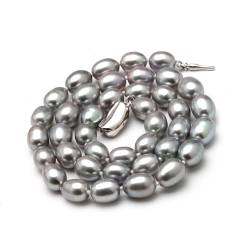 EFDSVUHE 8-9mm natürlicher grauer Süßwasserperlen-Halsketten-Strang for Frauen-gute Glanz-Perlen-wulstige Chocker-Halsketten-Großhandelshochzeit (Color : 7-8mm, Size : 6 1/8) von EFDSVUHE