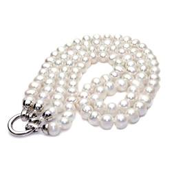 EFDSVUHE Echte natürliche Süßwasser-Perlenketten for Frauen, klassische weiße runde Perlenkette, Verlobungsgeschenk erfüllen (Size : 43cm to 45cm) von EFDSVUHE