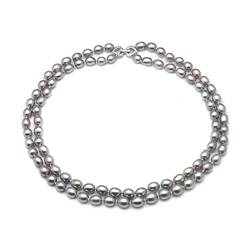 EFDSVUHE Echte natürliche Süßwasser-doppelte graue Perlenkette for Frauen, schöne Brautperlenkette erfüllen (Size : Inside 45cm) von EFDSVUHE