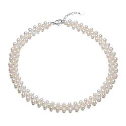 EFDSVUHE Hochzeit echte natürliche Süßwasser 3 Stränge Triplet Perlenkette for Frauen erfüllen von EFDSVUHE