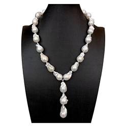 EFDSVUHE Ketten für Damen Natürliche kultivierte weiße Keshi-Perlen barocker Rosenkranz? Halskette Anhänger Brautschmuck 19 Zoll von EFDSVUHE
