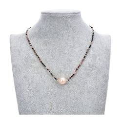 EFDSVUHE Ketten für Damen Natürliche mehrfarbige Turmalin-Rosa-Keshi-Perlen-Halskette for Frauen erfüllen von EFDSVUHE