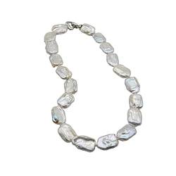 EFDSVUHE Perlenkette, natürliche Perle, weiß geformt, handgefertigt, kurze Halskette, Schmucktrend for Frauen im Jahr 2021 erfüllen (Color : 42cm, Size : White) von EFDSVUHE