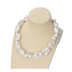 EFDSVUHE Ketten für Damen Schmuck Klassische Perlenkette Nautral White Keshi Barocke Perlenkette for Damen erfüllen von EFDSVUHE