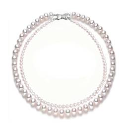 EFDSVUHE Schöne Hochzeit Doppelte Perlenkette Frauen, Natürliche Süßwasser Luxus Perlenkette Jahrestag Bestes Geschenk erfüllen (Color : White, Size : In 43cm out 46cm) von EFDSVUHE