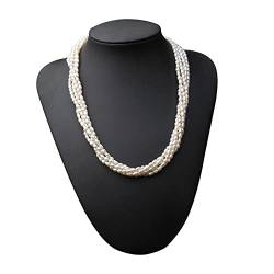 EFDSVUHE Schöne mehrschichtige natürliche Perlenkette Frauen, trendige weiße Süßwasser-Doppelperlenkette erfüllen (Size : Straight length 45cm) von EFDSVUHE