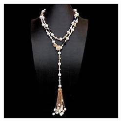 EFDSVUHE Kultivierte weiße Perle lange mehrfarbige Kristallquasten-Halskette 41 "Frauen-Strang-Geschenke von EFDSVUHE