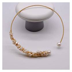 EFDSVUHE Luxus-Perlenhalsband, Weiß, Natur, Barock, Süßwasserperlen, Halsband, 100% handgefertigt, Halsband for Frauen, Hochzeitsschmuck von EFDSVUHE