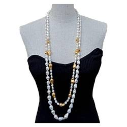 EFDSVUHE Natürliche kultivierte weiße Keshi-Perlenkette Süßwasser Statement Choker 17inch Pulloverkette Halskette von EFDSVUHE