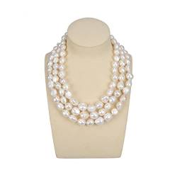 EFDSVUHE Schmuck 45,7 cm, 3 Stränge, 11 x 15 mm, Naturweiß, Barock-Perlenkette, klassisch for Damen von EFDSVUHE