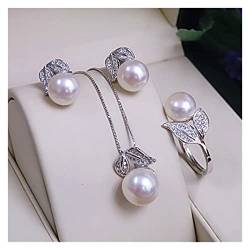 EFDSVUHE Schwarze Perlenkette Ohrringe Schmucksets for Frauen, 925er Sterlingsilber-Blattperlen-Set erfüllen (Size : Purple pearl set) von EFDSVUHE