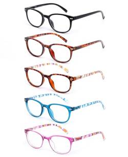 EFE 5er-pack Lesebrille Damen und Herren Leichte Blendschutz-Computerspielleser Blaulicht Blockierende Brillen Lesehilfe UV Brille Hochwertig Rechteckig Vergrößerungsbrille (Mehrfarbig, 1.0) von EFE