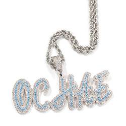 Custom Iced Out Name Halskette Kette Personalisierte Hip Hop Halskette Kristall Anhänger Silber Gold Bling Anfangsbuchstabe Anhänger CZ Simulierter Diamant Hip Hop Schmuck mit Seil/Tenniskette von EFJSKHFLKADsdk