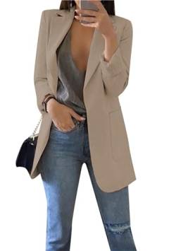 EFOFEI Dame Mit 2-Taschen Blazer Anzug Fitted Jacke Für Büroarbeit Khaki XXL von EFOFEI