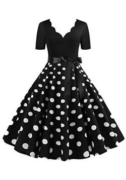 EFOFEI Damen 50er Jahre Kleider Vintage Hepburn Cocktailkleid Hepburn Stil Cocktailkleider Schwarz M von EFOFEI