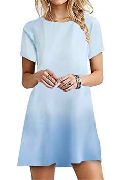 EFOFEI Damen Beiläufig Tunika Minikleid für Frauen Bequemes Regenbogenkleid mit Farbverlauf Gradient Hellblau 2XL von EFOFEI