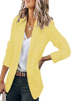 EFOFEI Damen Büro Arbeit Blazer Jacke Formelle Anzugjacke Einfache Strickjacke Anzug Maßgeschneiderter Strickjacke Blazer Gelb 3XL von EFOFEI