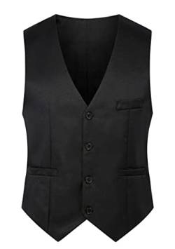EFOFEI Damen Business Casual Weste Herringbone Tweed Anzug Weste V-Ausschnitt Ärmellos Slim Fit Jacke Schwarz S von EFOFEI