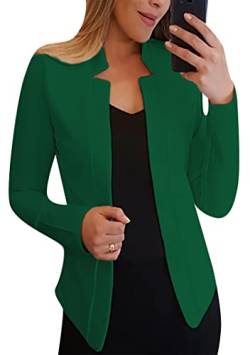 EFOFEI Damen Casual Arbeitsblazer Leichte Bürojacke Einfache Strickjacke Anzug Slim Business Cardigan Grün L von EFOFEI