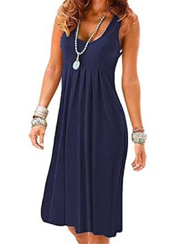 EFOFEI Damen Casual Sommerkleid Sommer Shirtkleider Schicke Sommerkleider Einfaches Bequemes Kleid Nacy Blau S von EFOFEI