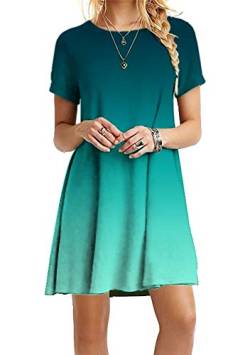 EFOFEI Damen Classic Tie Dye Print Minikleid Atmungsaktiver Stoff Bequemes Kleid Gradient Grün S von EFOFEI