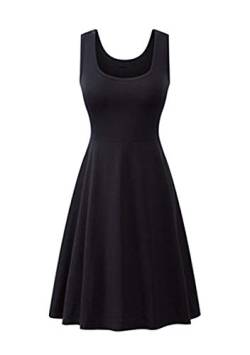 EFOFEI Damen Cotton Sanft Kleid Damen Ärmelloses Sommer Kleid Schwarz M von EFOFEI