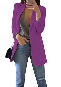 EFOFEI Damen Dating Geschenk Anzug Mode Anzug Trenchcoat Schlank Bequem Passen Einfarbig Slim Fit Jacke Violett XXL von EFOFEI
