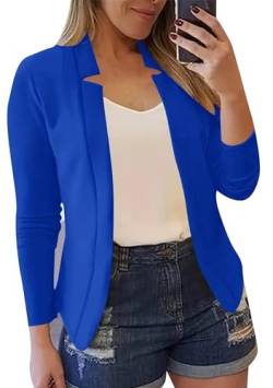 EFOFEI Damen Einfarbig Anzug Anzug Schlank Business Cardigan Leicht Büro Anzug Formelle Jacke Jacke Royal Blue XL von EFOFEI