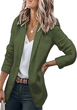 EFOFEI Damen Einfarbig Slim Fit Sakko Kurz Mantel Anzüge Mit Tasche Lässiger Herbst Arbeitsblazer Armeegrün XL von EFOFEI